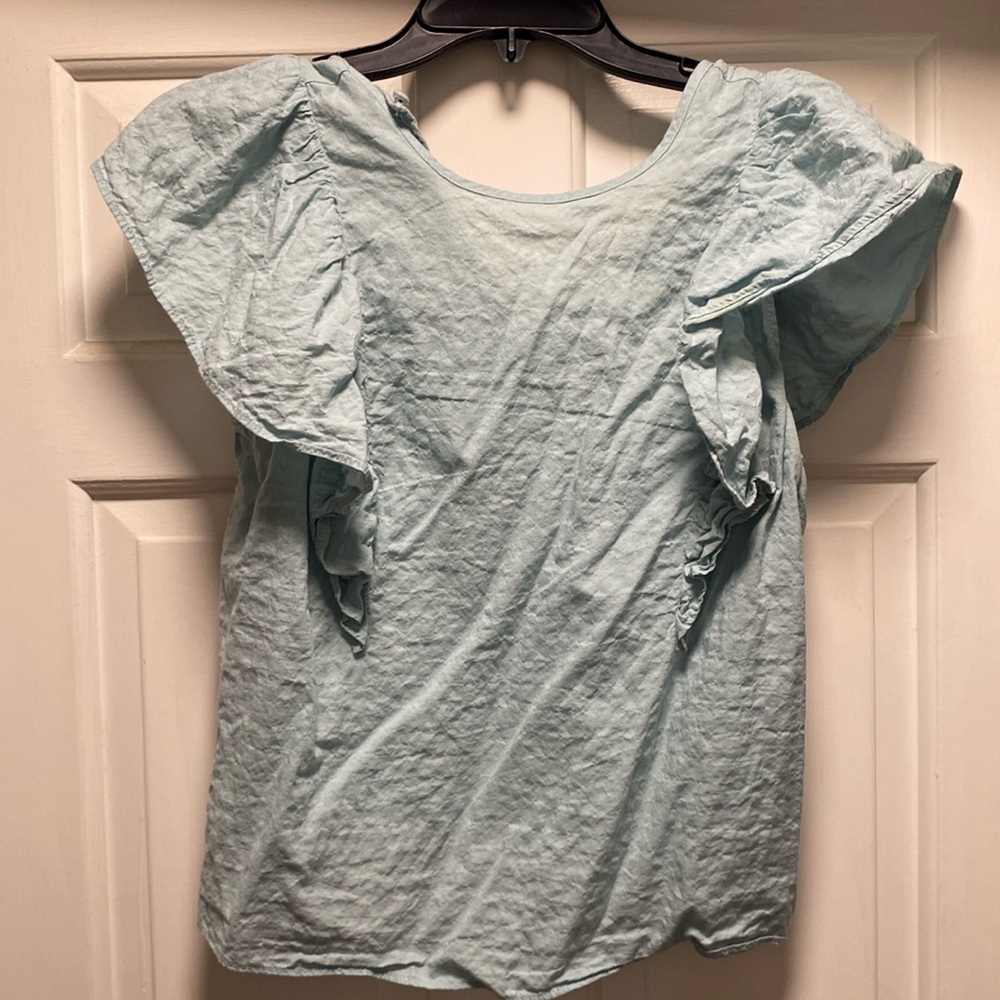 Light blue puff sleeves blouse
